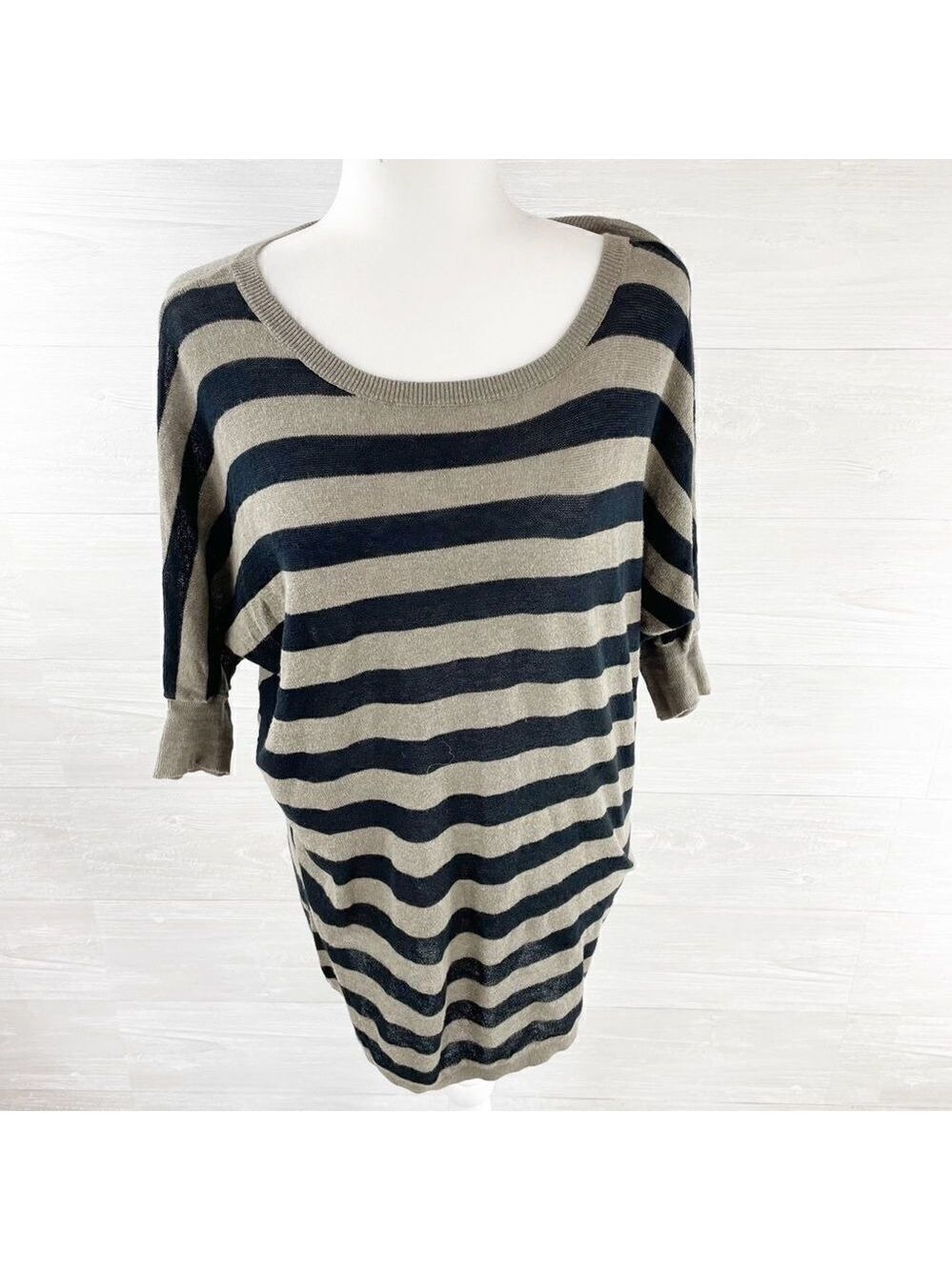 Vince Striped Dolman Cotton Tunic Top‎